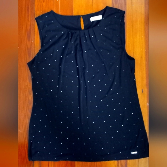 Calvin Klein Sleeveless Blouse with silver dots - Picture 1 of 3